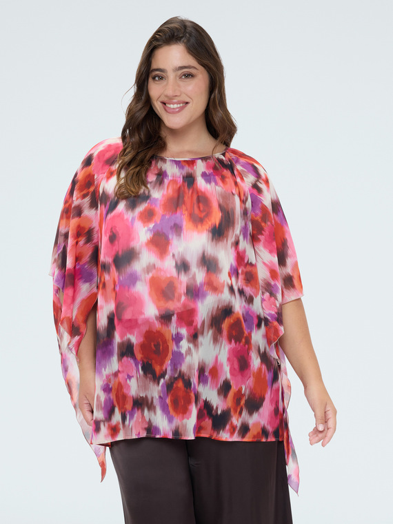 Tunica in georgette con stampa acquerello