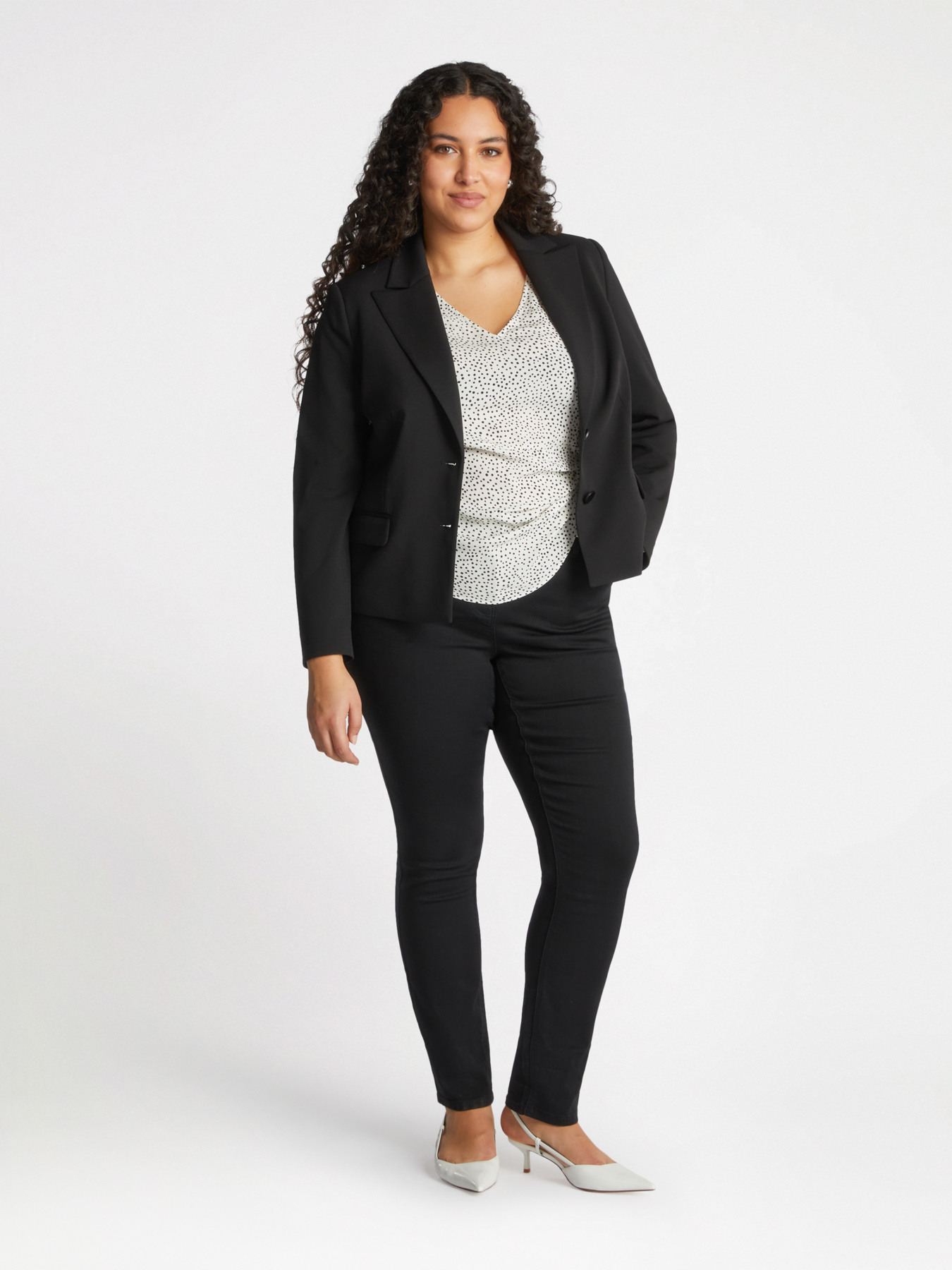 Cropped blazer in stretch fabric image number 0