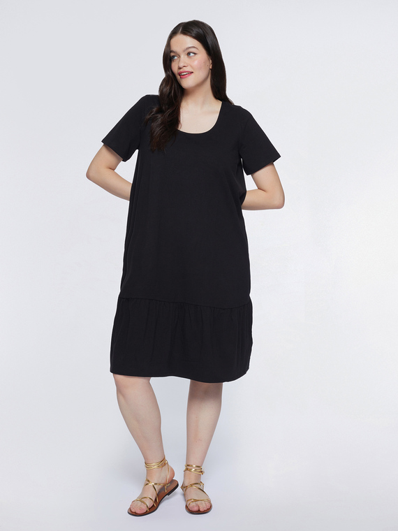 Fiorella Rubino - Vestito in jersey con balza Donna, Nero Taglia: XS (44-46 IT)