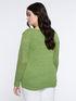 Ribbon yarn sweater with geometrical designs image number 1