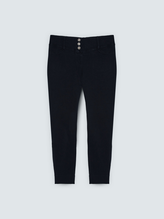 Jeggings en denim noir avec boutons d&eacute;coratifs