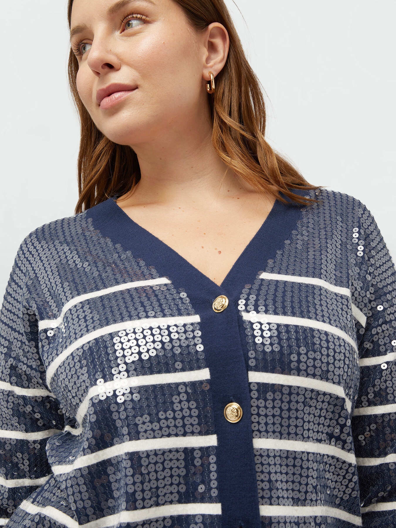 Striped cardigan with sequins image number 2