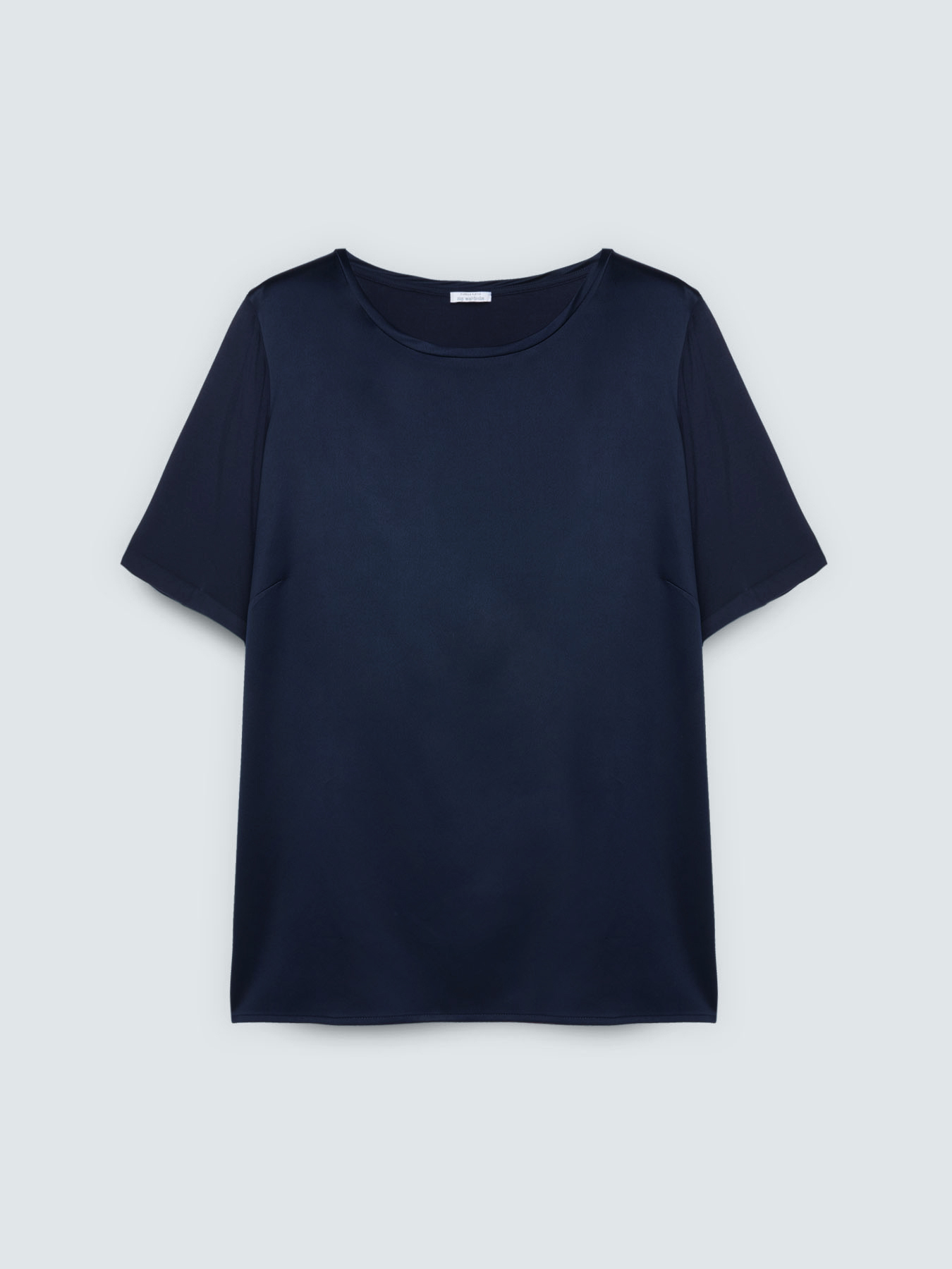 Bi-material t-shirt with round neckline image number 4