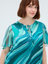 Bi-material blouse with print image number 3