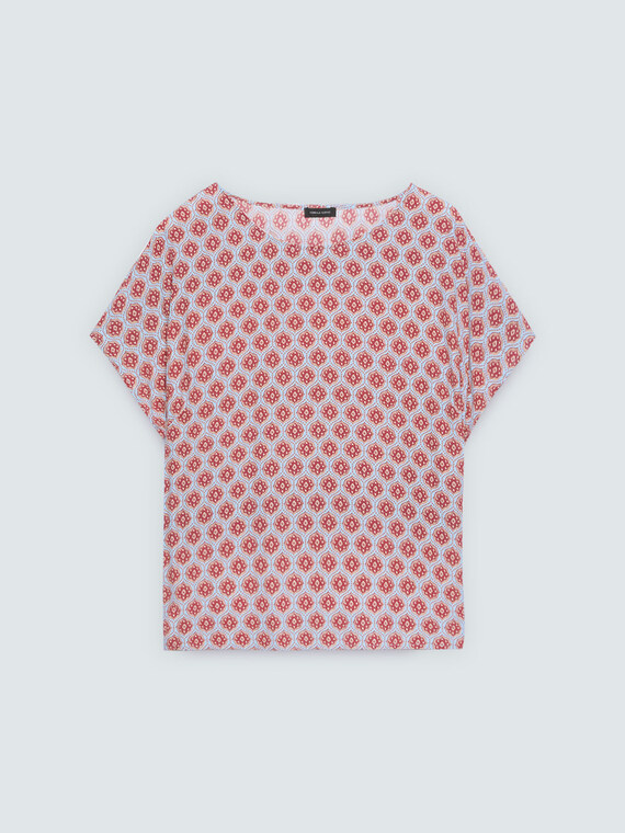 Kimono blouse with geometric print