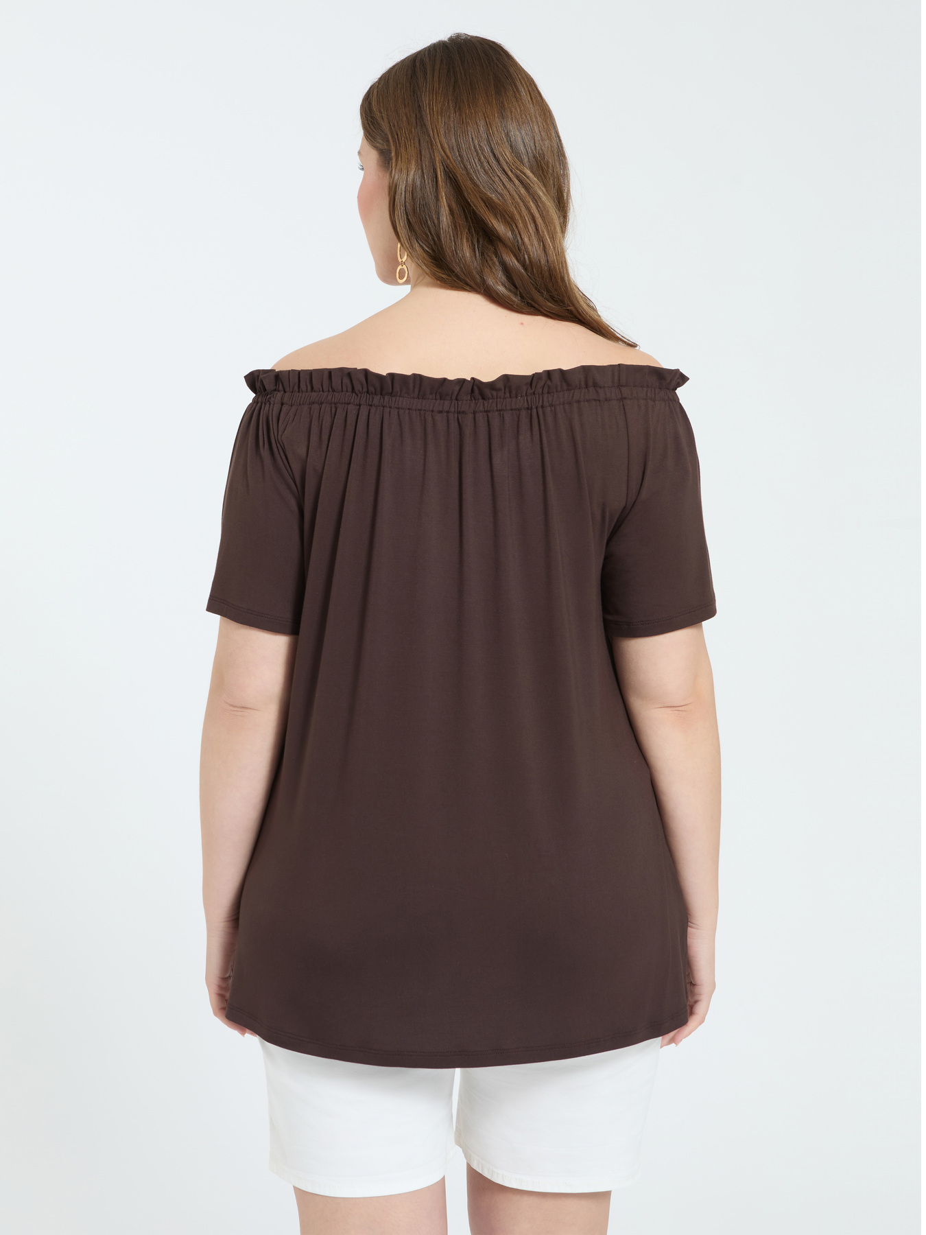 Off-shoulder t-shirt in viscose jersey image number 1