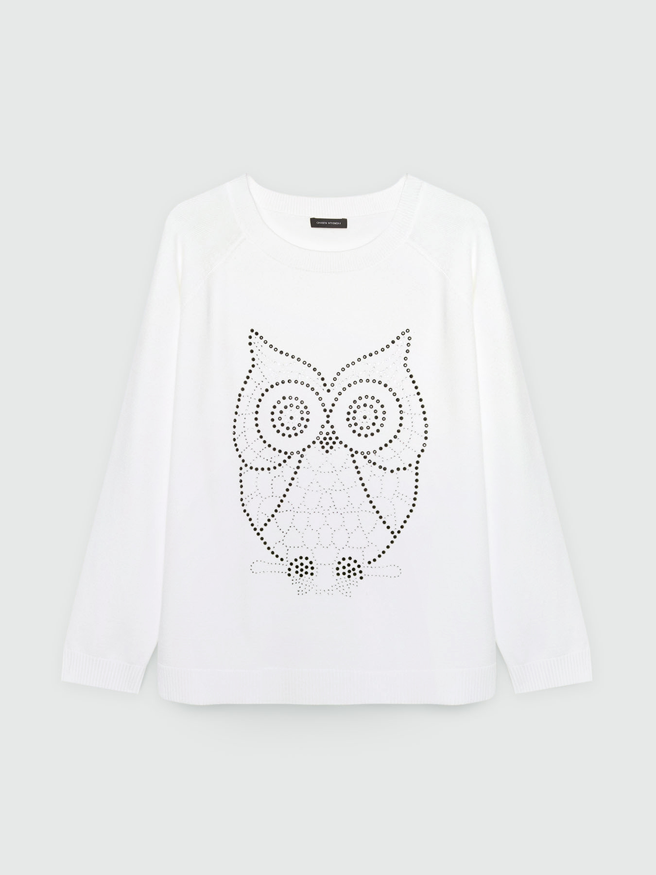 Maglia con disegno gufo in strass in viscosa LENZING&trade; ECOVERO&trade; image number 5