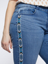 Kick flare jeans with rhinestone trims image number 2