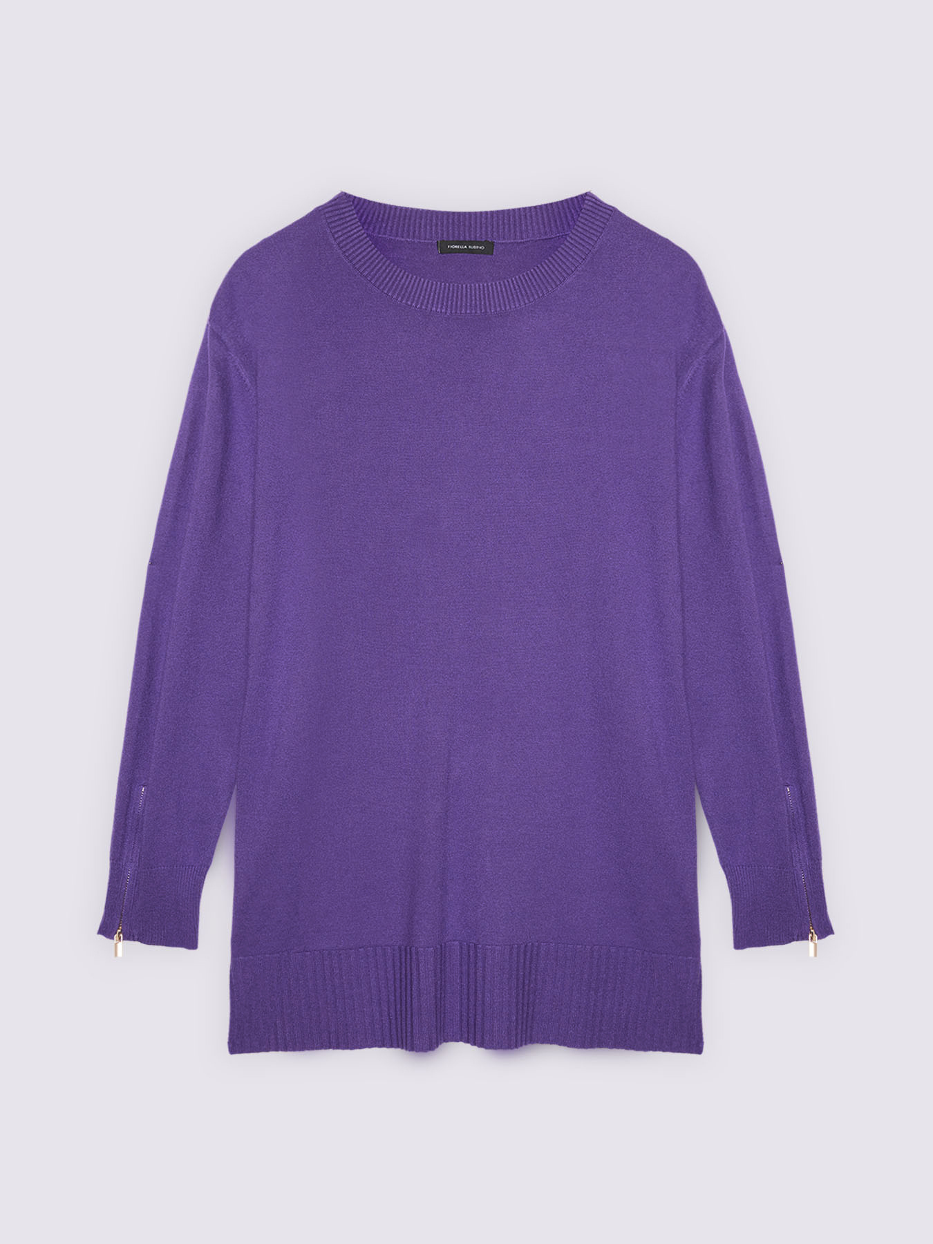 Crew neck sweater with decorative zippers image number 4