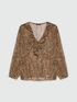 Animal-print blouse with flounces on the front image number 4