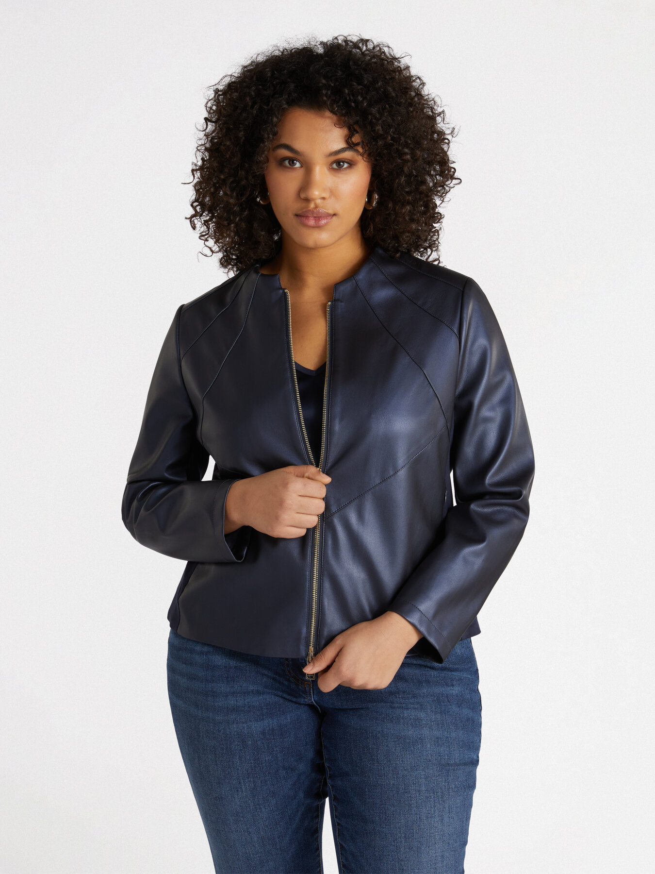 Shimmer fabric biker jacket image number 0