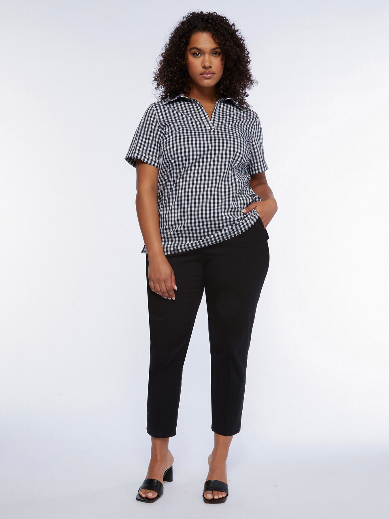 Blusa con estampado vichy delantero image number 2