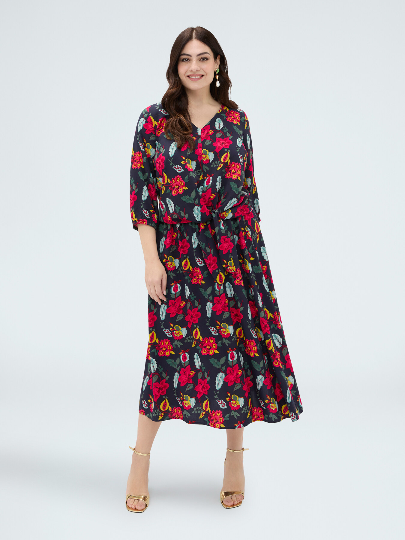Blouse imprim&eacute; fleuri en viscose avec n&oelig;ud image number 4