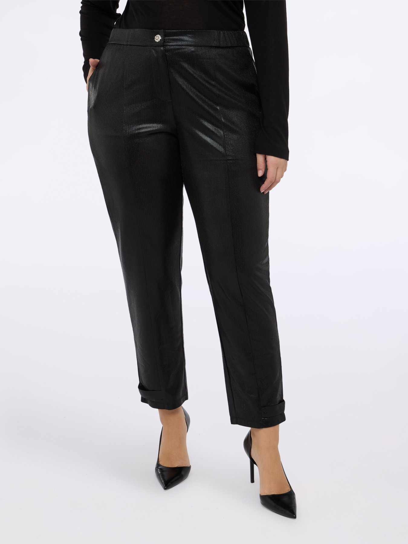 Pantaloni Carrot Fit in jersey lurex image number 2