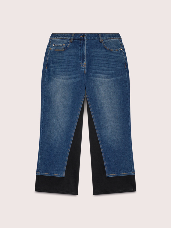 Cropped Jeans mit zweifarbigem Detail