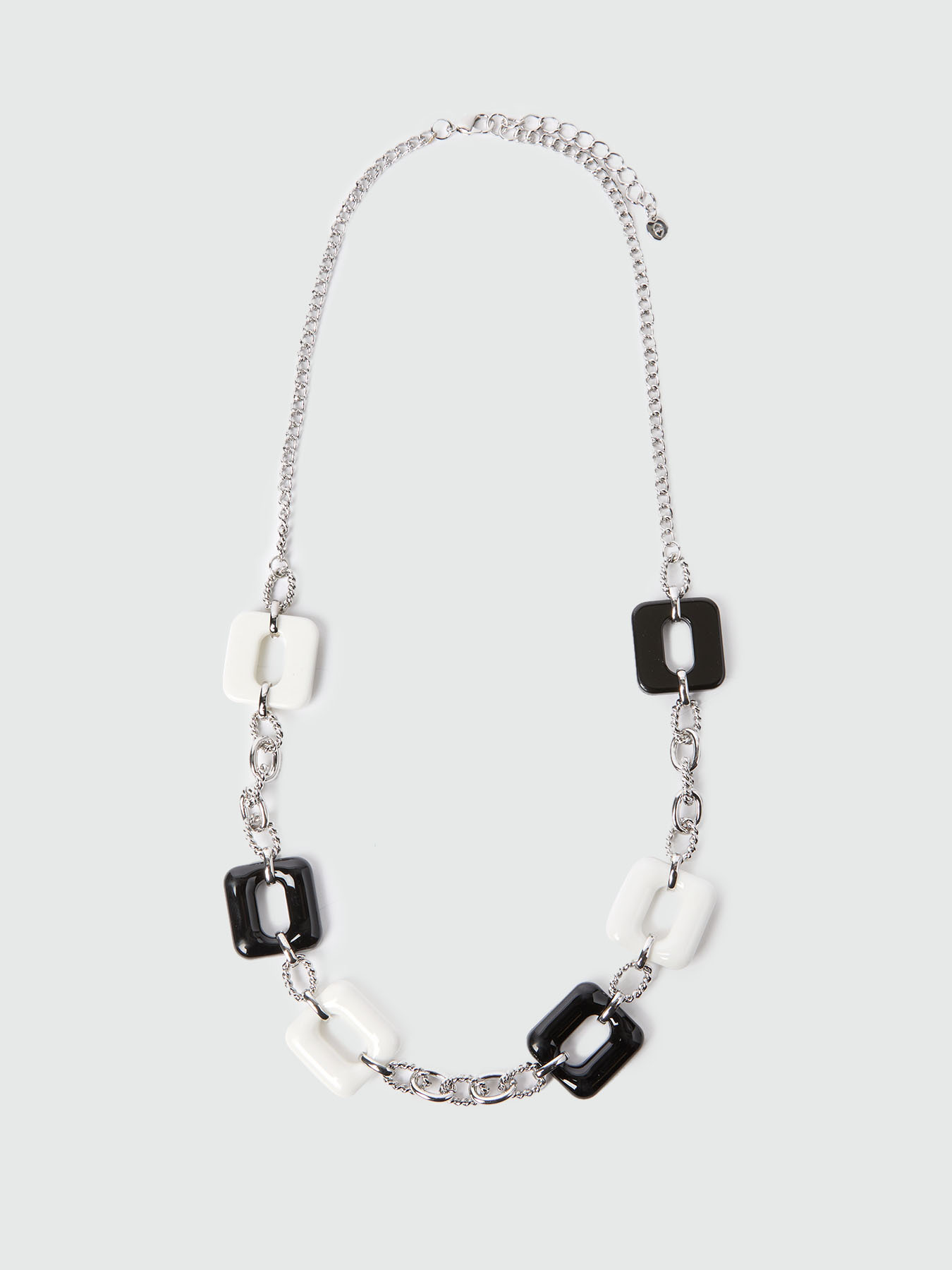 Collar bicolor con cadena plateada image number 0