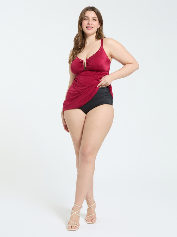 Hochgeschnittener Slip mit gerafftem Bund