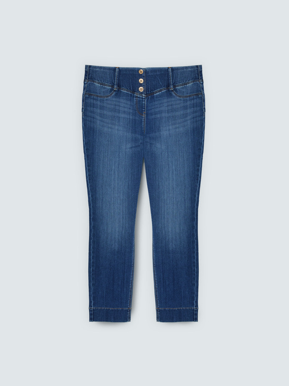 Denim jeggings with decorative buttons