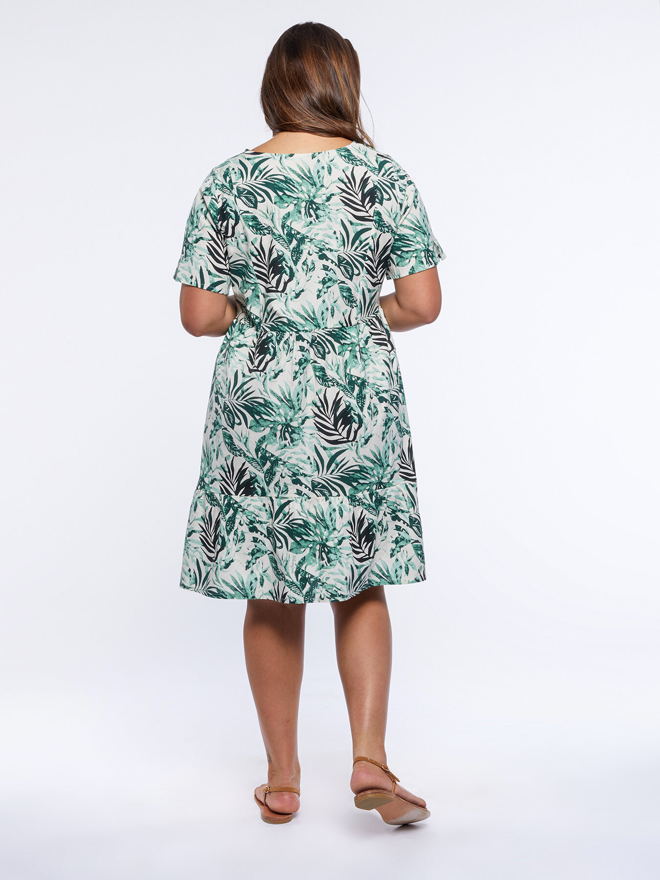 Robe en lin et coton avec imprim&eacute; jungle image number 1