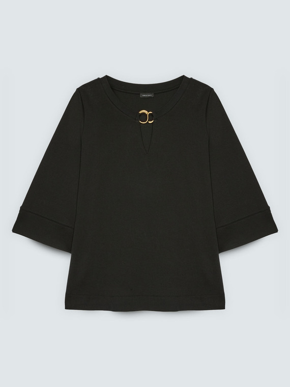 Jersey sweatshirt with neckline detail