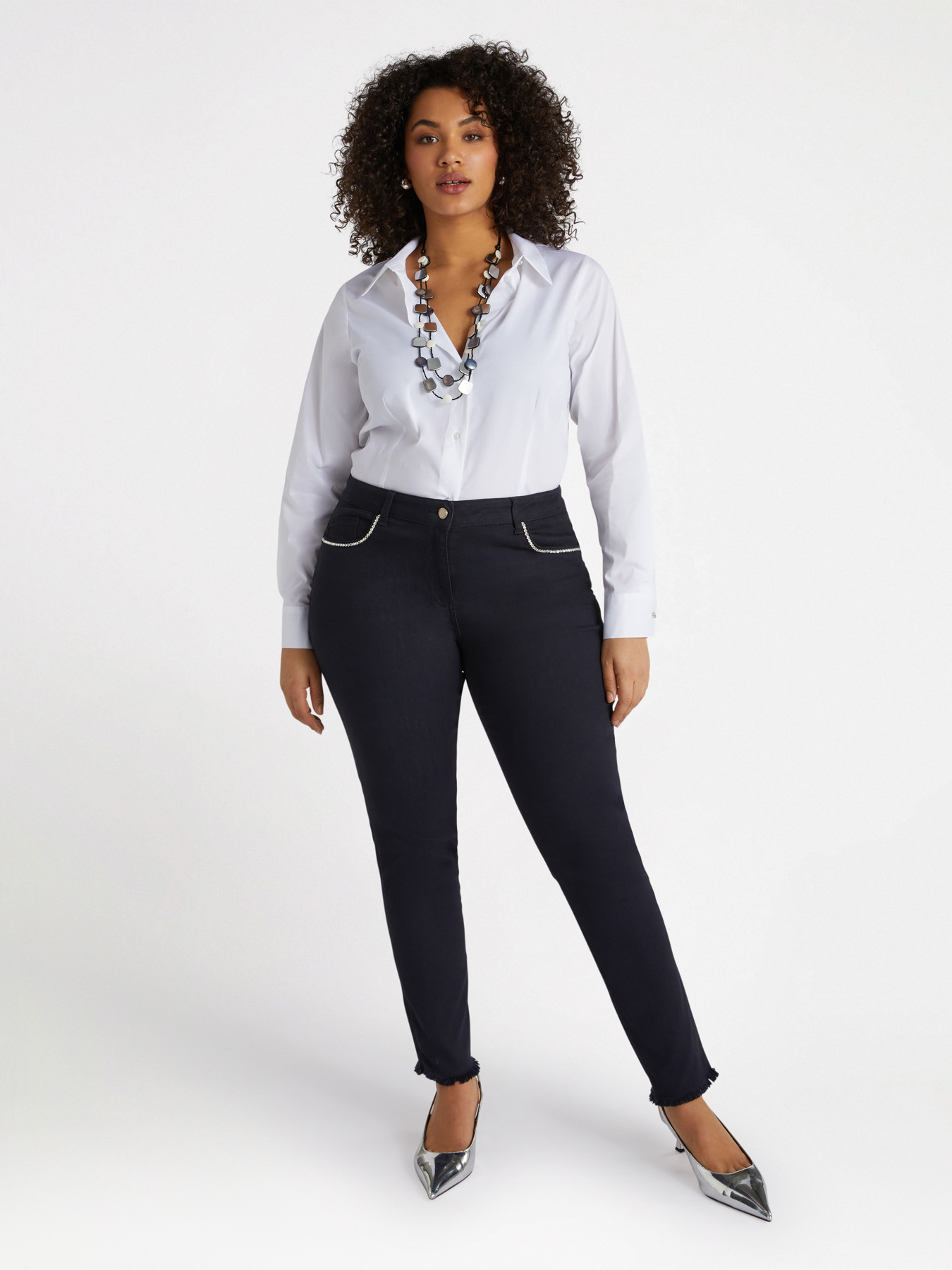 White stretch cotton shirt image number 2