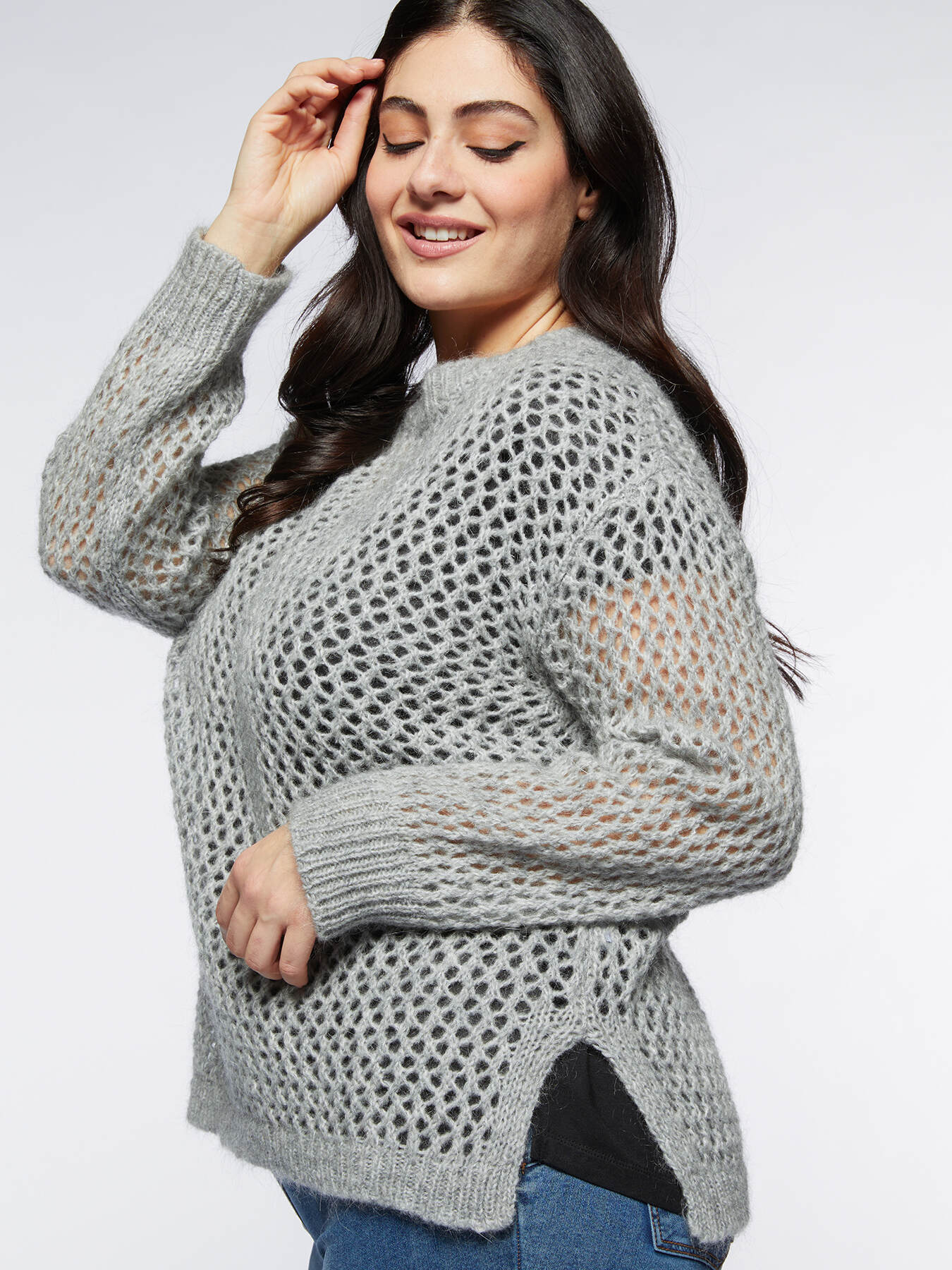 Mohair blend sweater with openwork image number 3