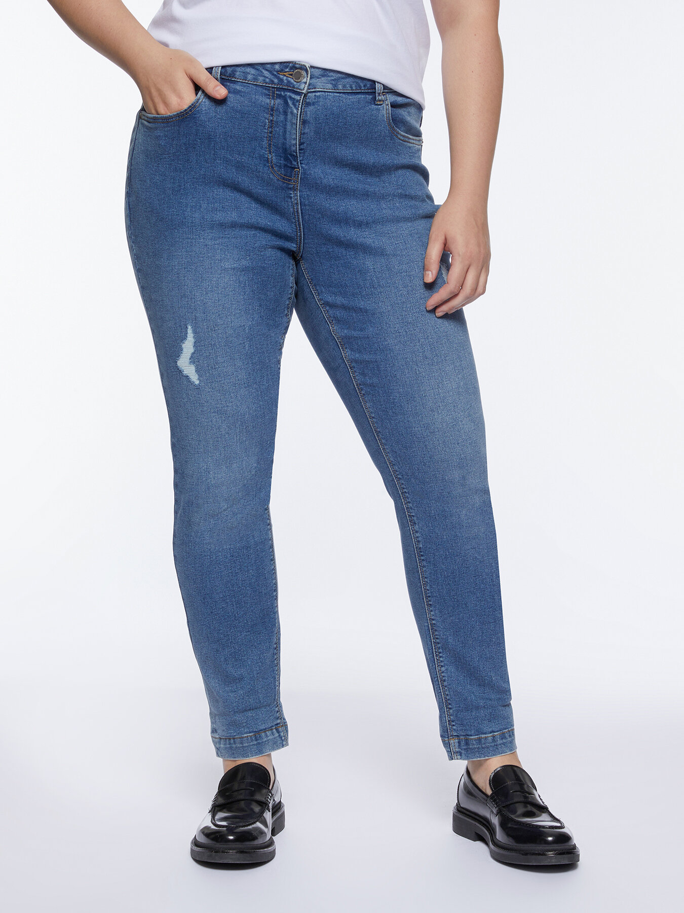 Slim Girlfit Jeans &bdquo;Zaffiro&ldquo; mit Rissen image number 0