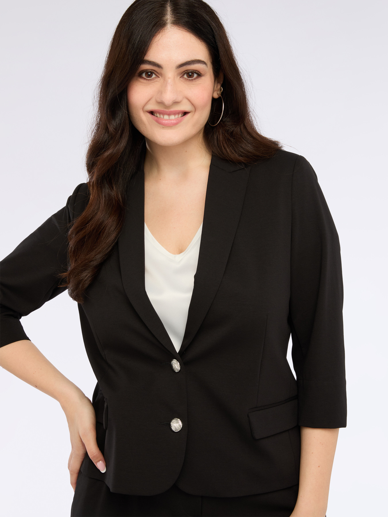 Milano stitch blazer with 3/4 sleeves image number 1