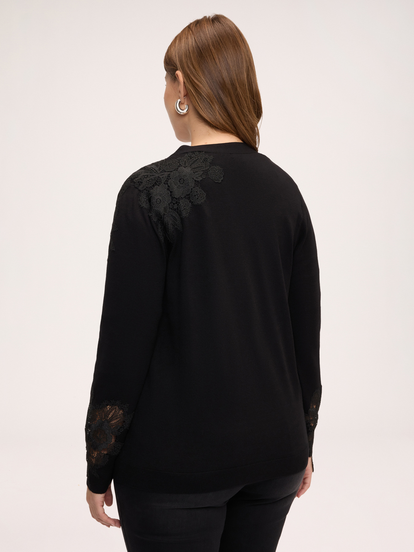 Cardigan with lace appliqu&eacute;s image number 1