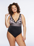 One-piece swimsuit with foliage print image number 0