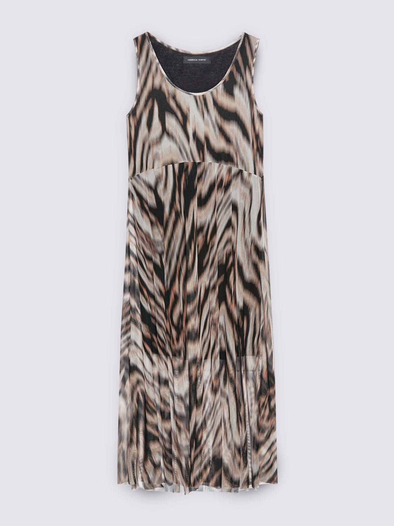 Vestito flare lungo in tulle con stampa image number 4