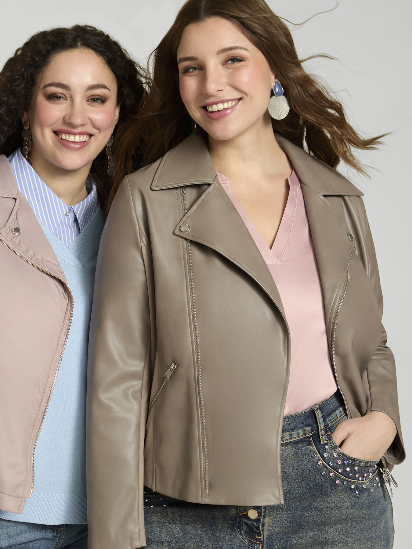 Biker jacket with stretch fabric inserts image number 4