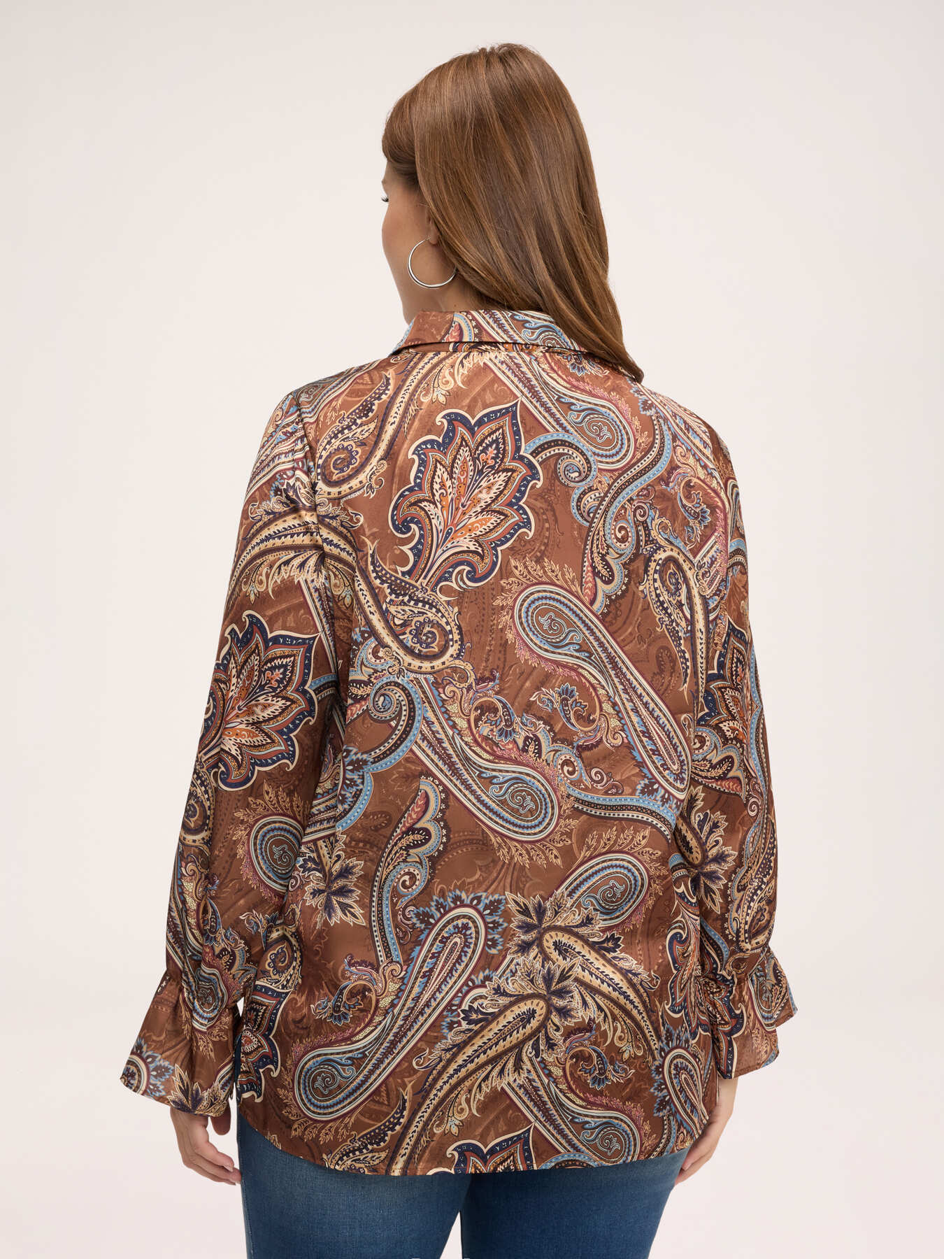 Blusa in raso con stampa e colletto image number 1