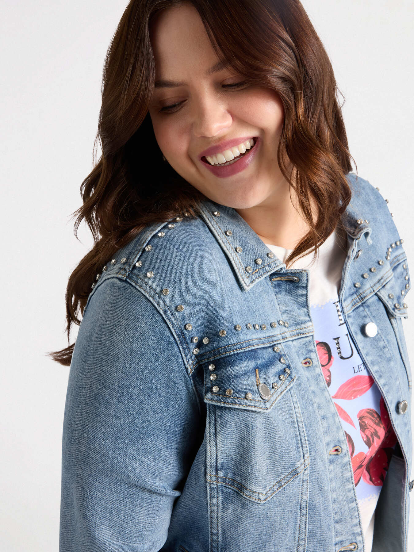 Denim-Blousonjacke mit Glanzpunkten image number 3