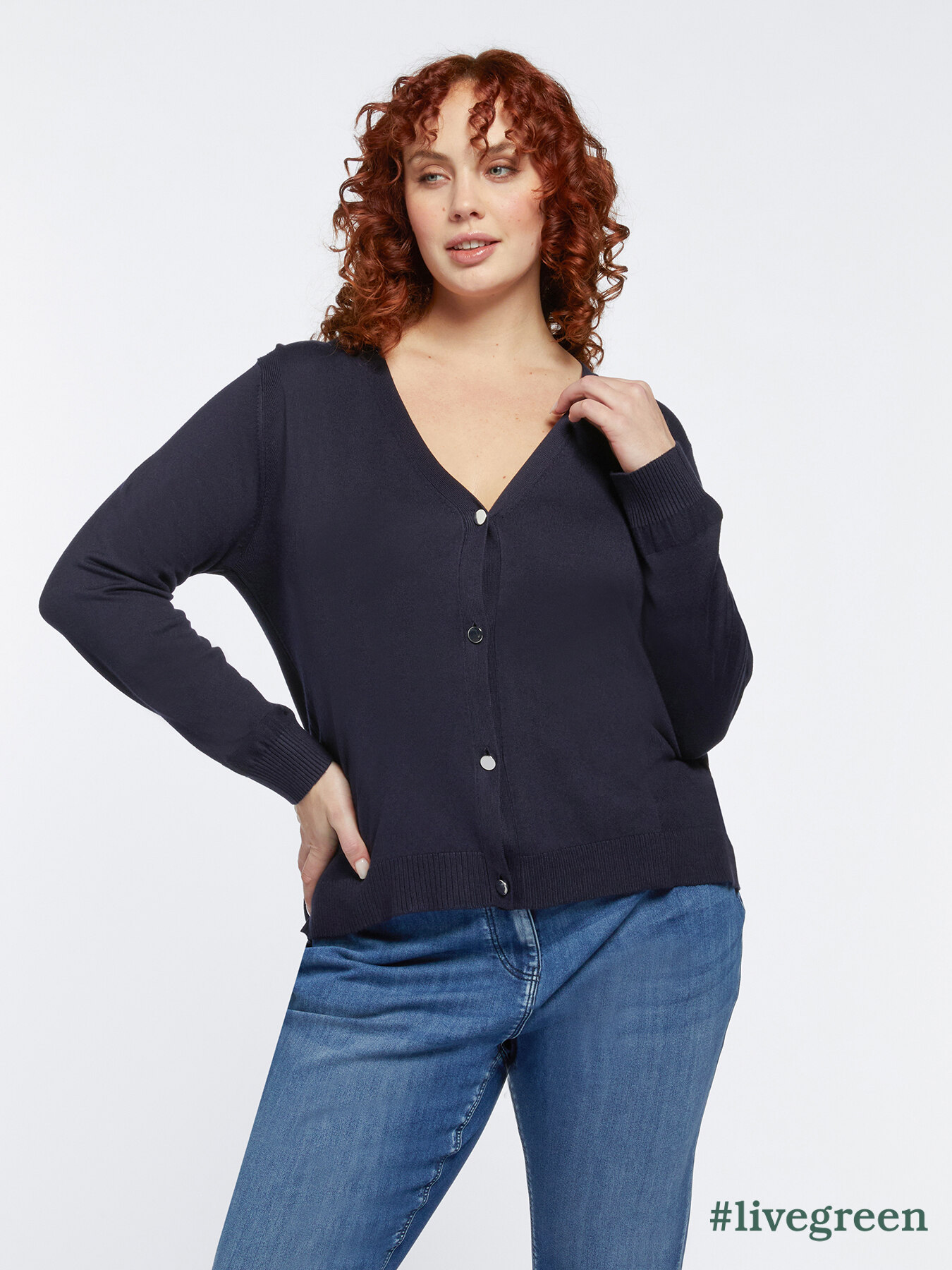 ECOVERO&trade; viscose V-neck cardigan image number 0