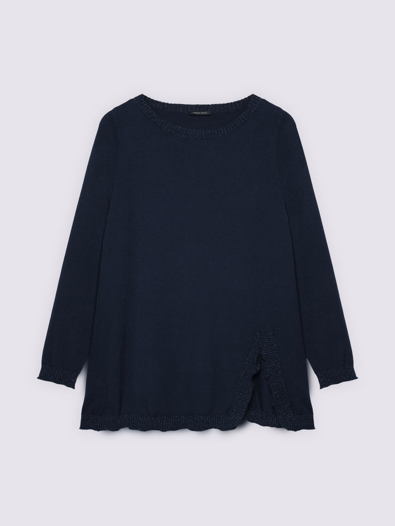 Crew neck sweater with side slits and lurex details image number 4