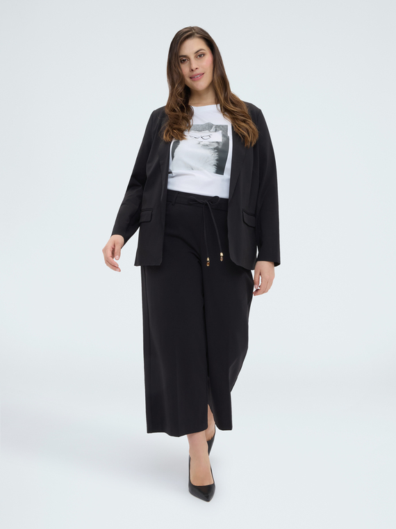 Blazer en point de Milan m&eacute;lang&eacute; coton