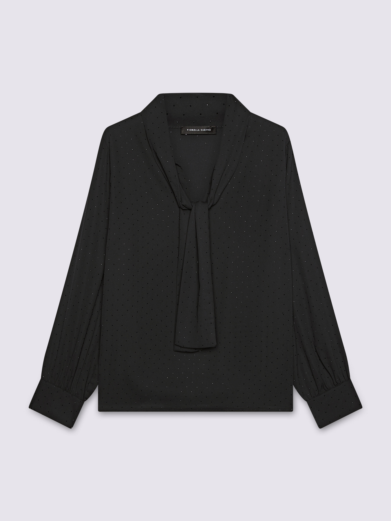 Bluse aus Georgette mit Mikro-Lichtpunkten und Schleife image number 5