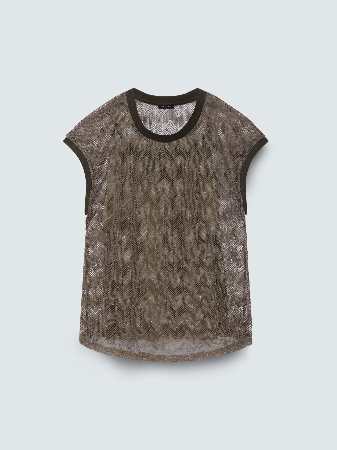 Openwork ajour&eacute; knit top with sequins image number 4