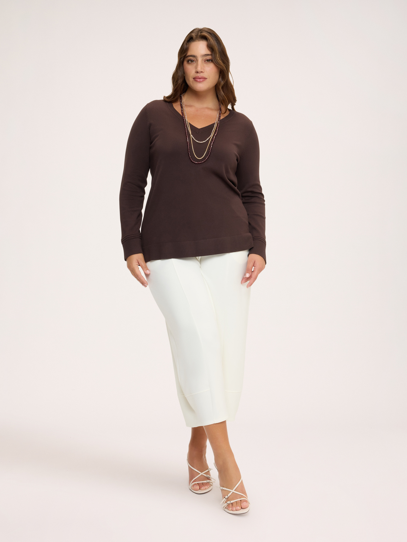 V-neck sweater in viscose blend image number 2
