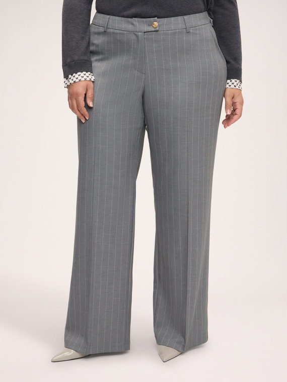 Pinstripe Wide Leg Trousers