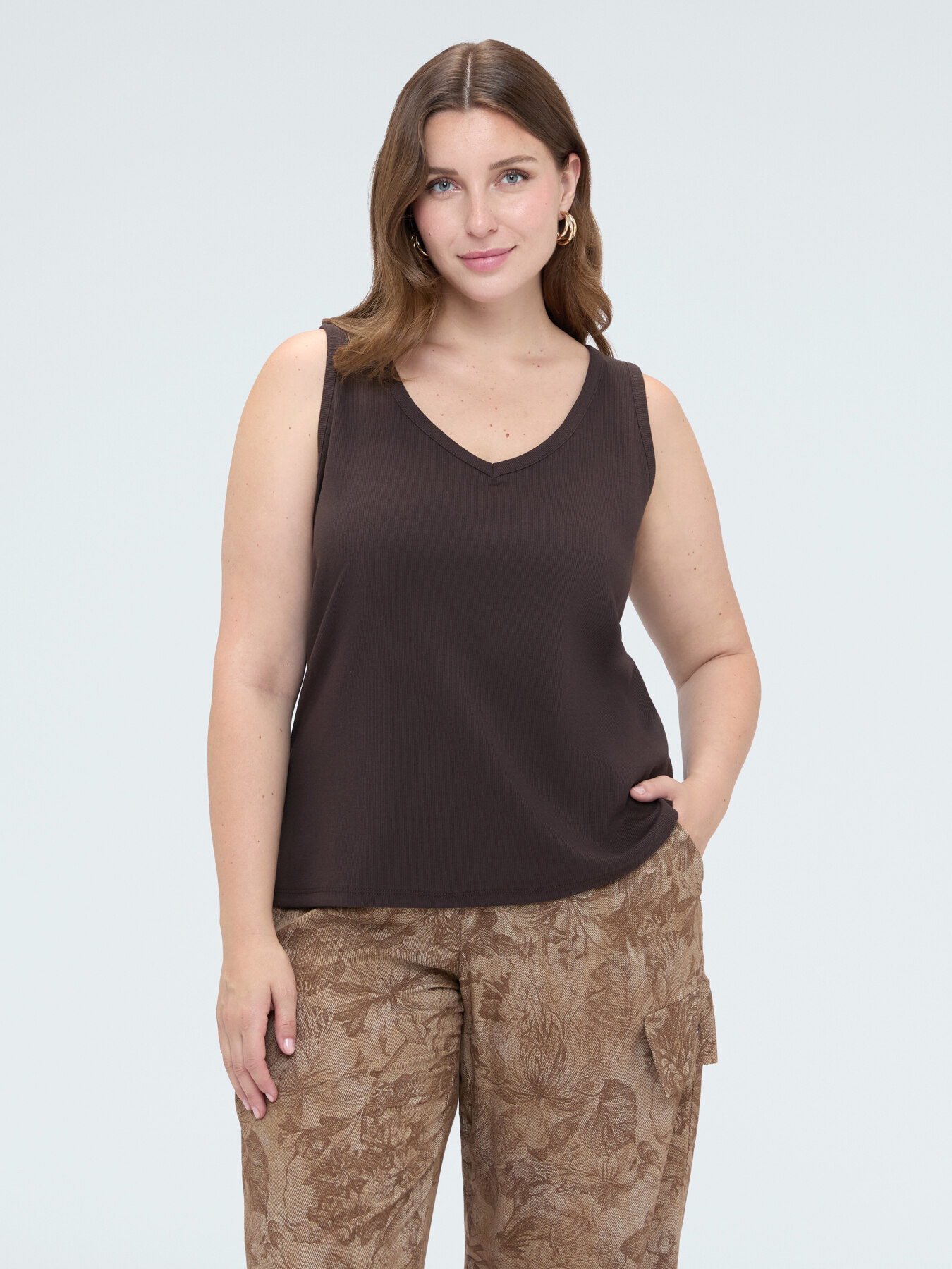 Top in jersey con scollo a V image number 0
