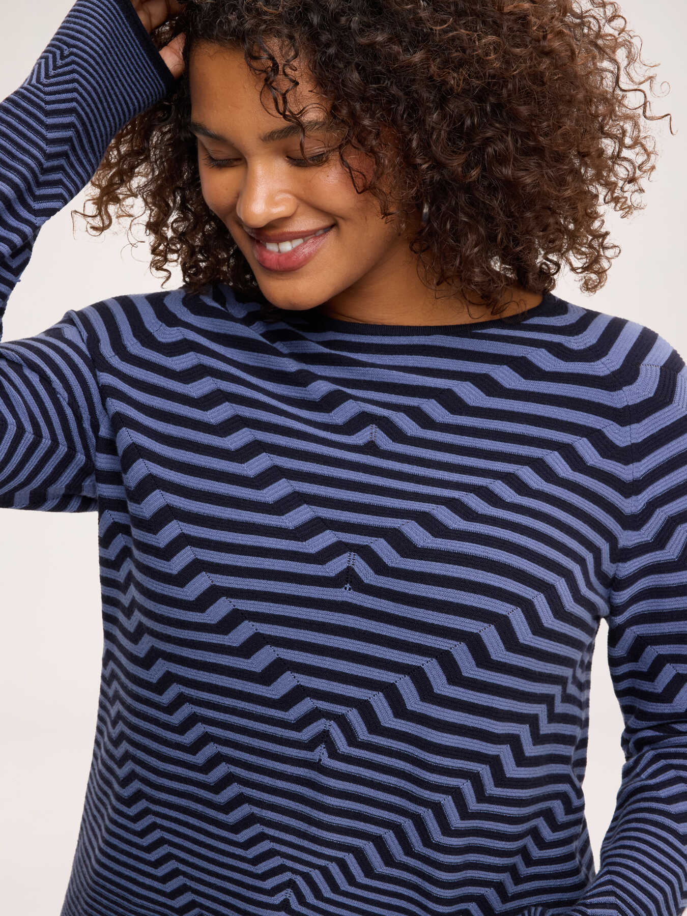 Striped sweater with boat neck image number 3