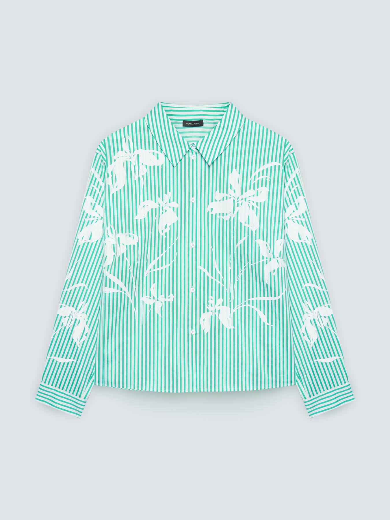 Striped shirt with floral print image number 1