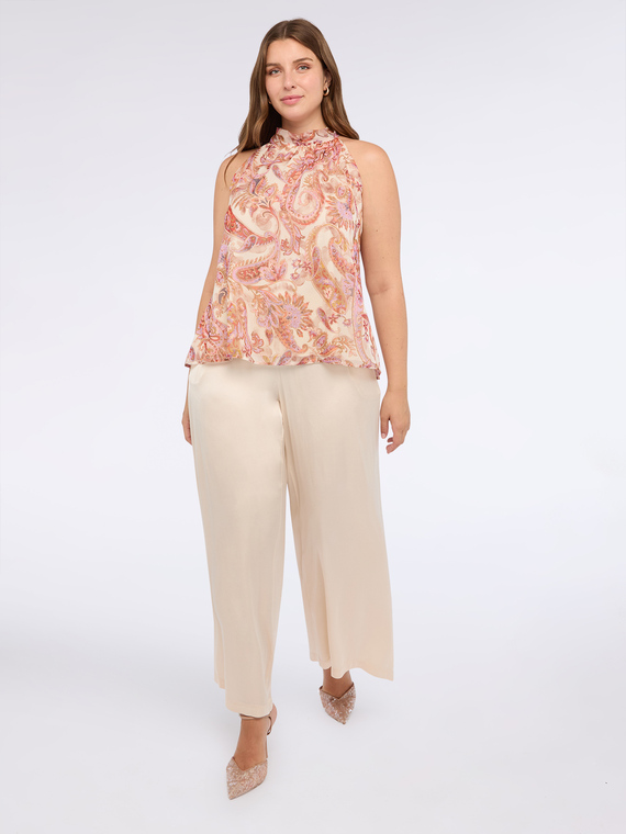 Fiorella Rubino - Top stampa paisley in creponne Donna, Rosa Taglia: 47 (56 IT)