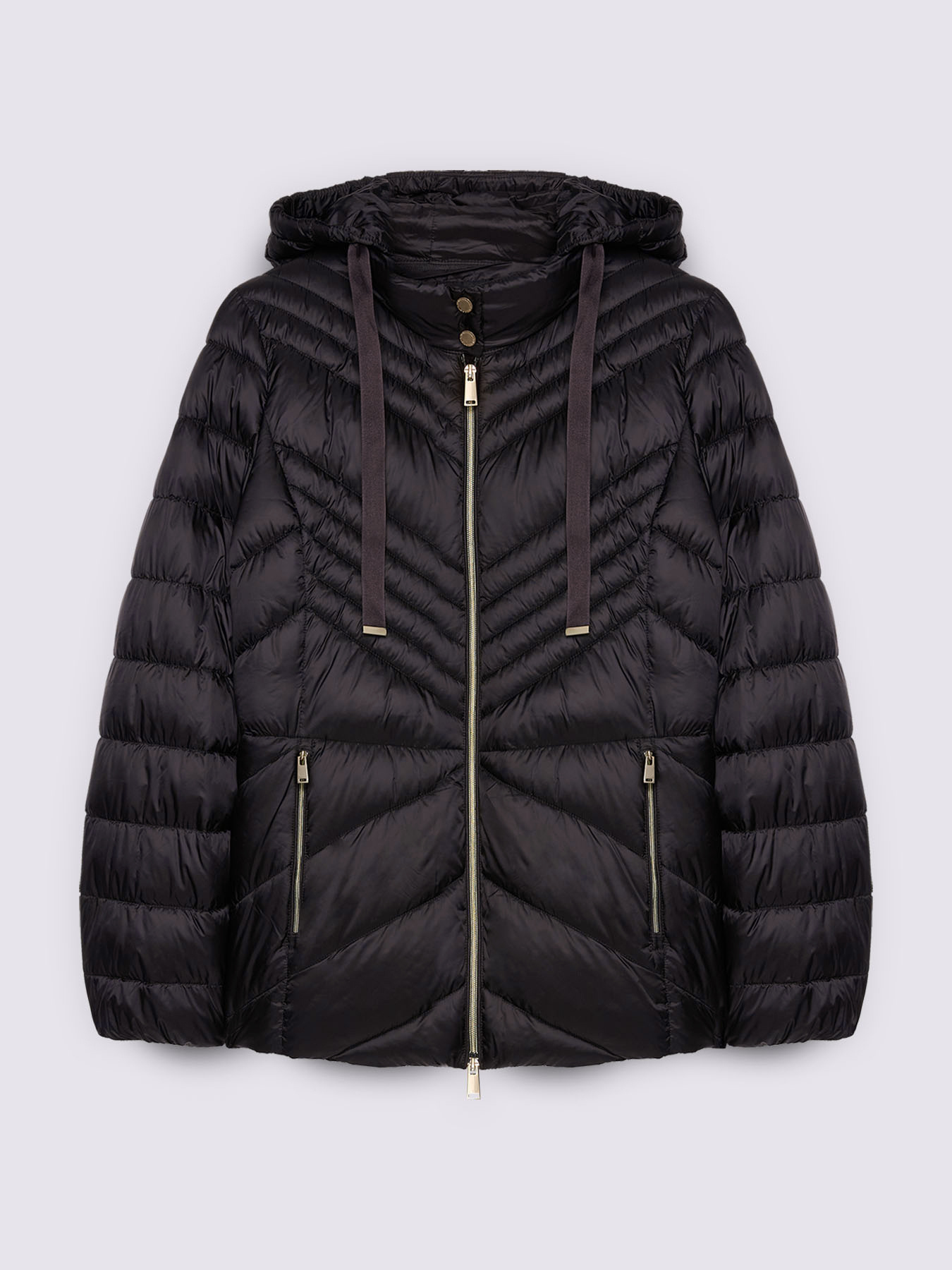 Quilted down jacket with chevron pattern and hood image number 4