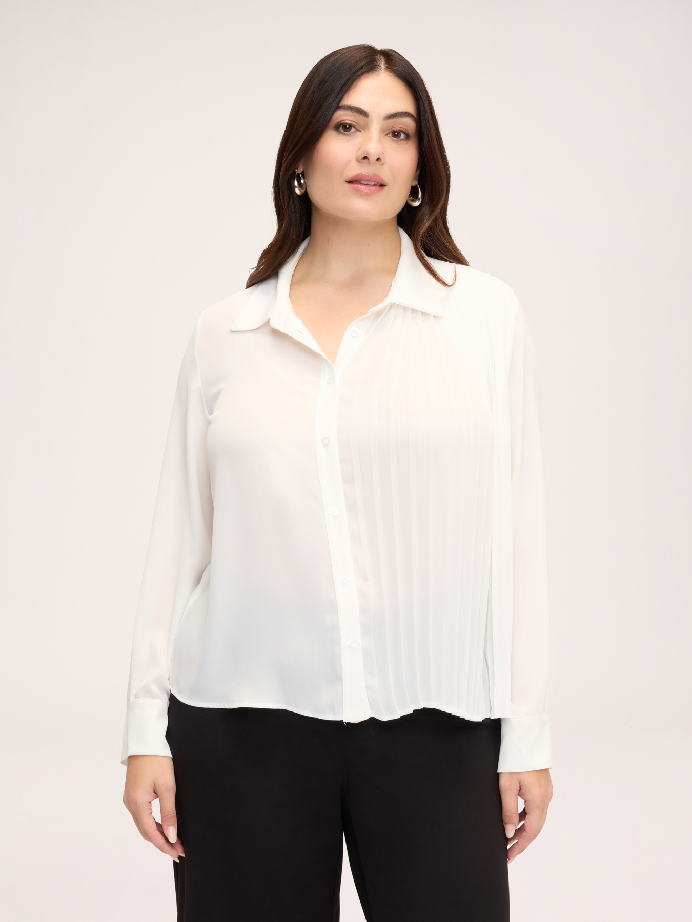 Camisa plisada en georgette image number 2