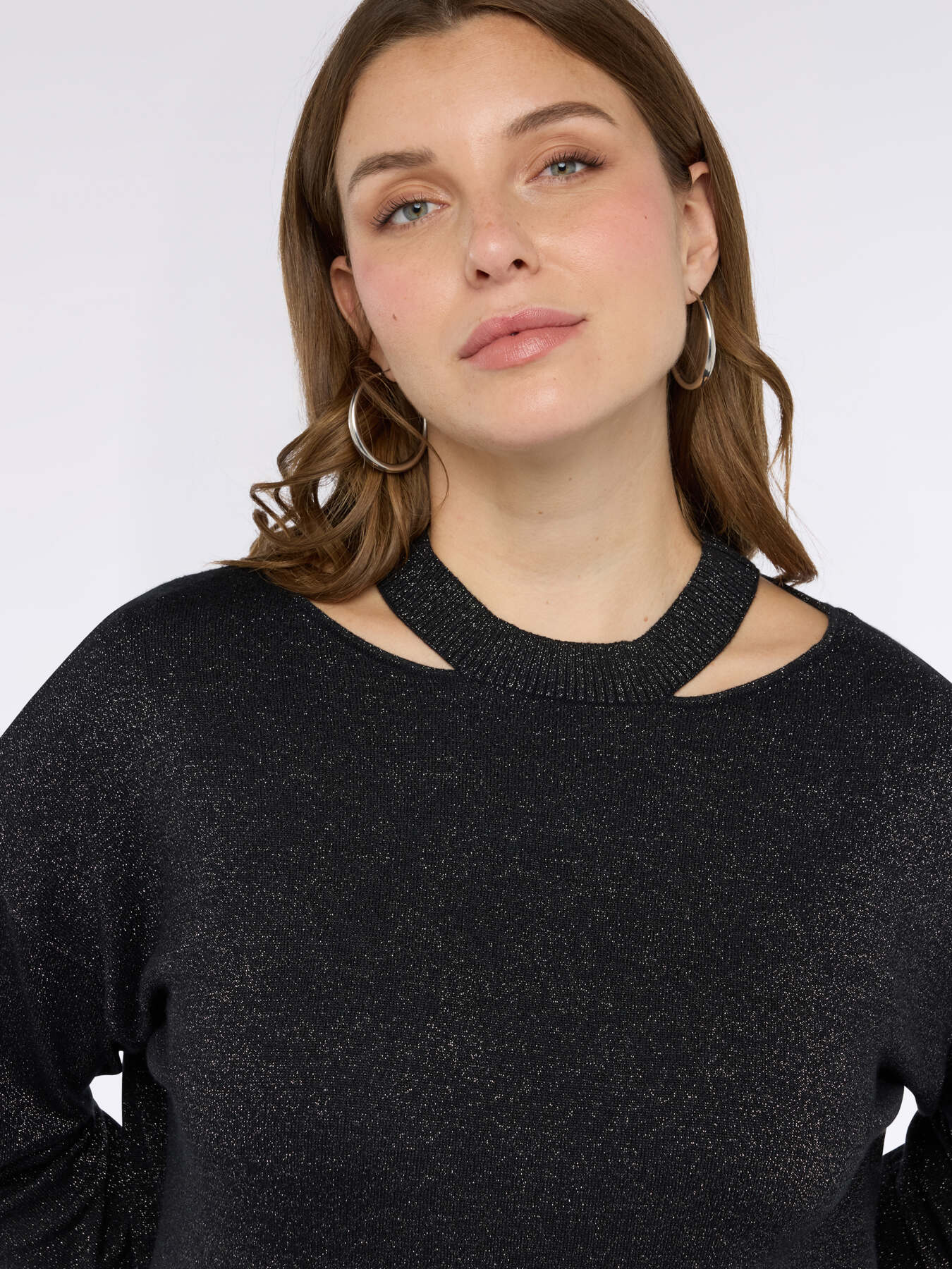 Lurex sweater with cut out details image number 2