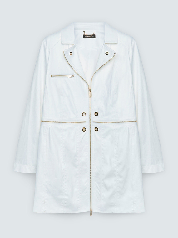 Cappotto soft touch con zip decorative