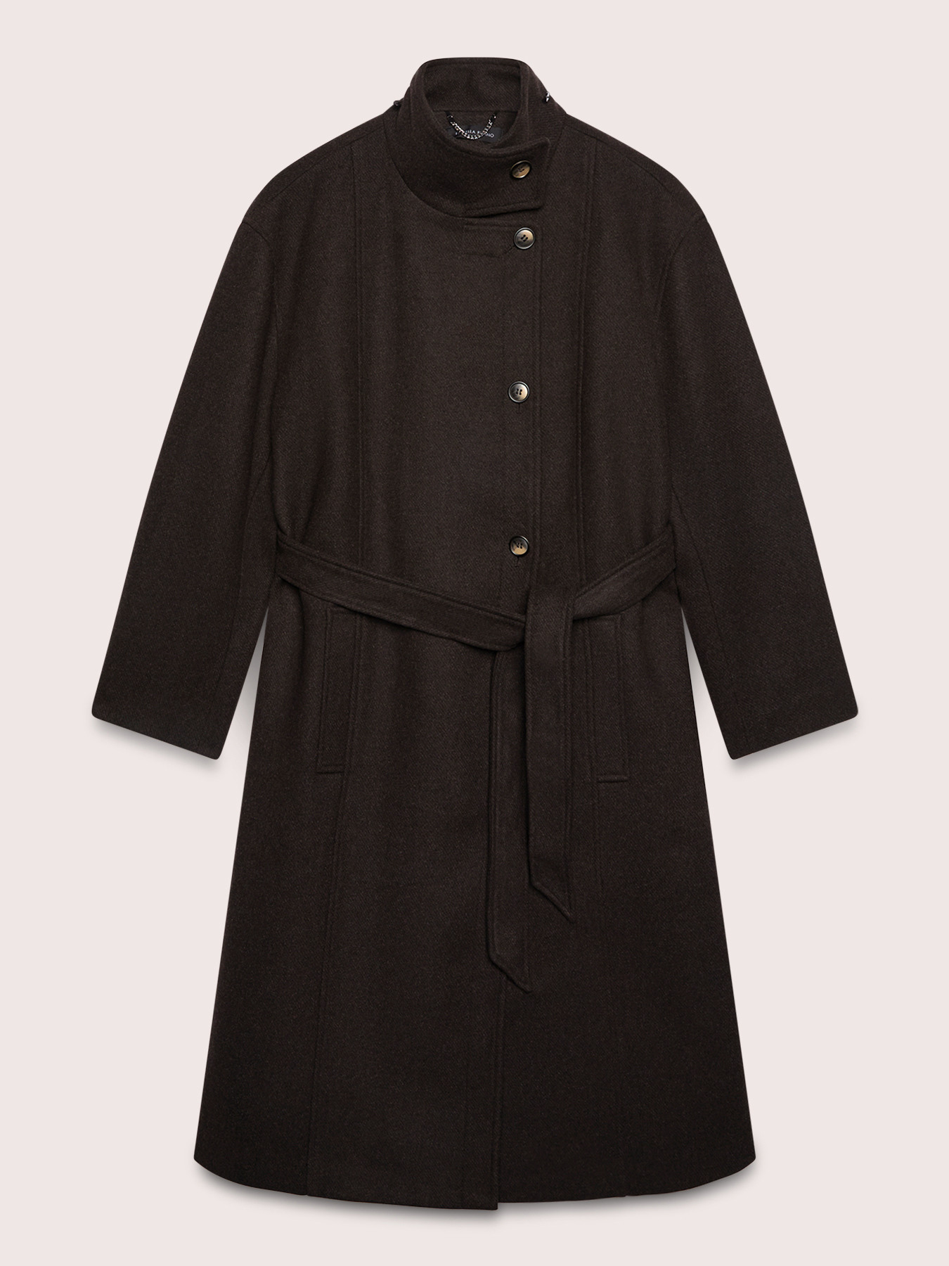 Wool-blend coat with waist belt image number 4